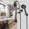 imageHibbent All Metal Shower Head 10 High Pressure Rainfall Shower HeadHandheld Showerhead Combo with 12 Adjustable Curved Shower Extension Arm 7Spray 71 Shower Hose Shower Head Holder ChromeMatte Black Finished
