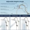 imageHibbent All Metal Shower Head 10 High Pressure Rainfall Shower HeadHandheld Showerhead Combo with 12 Adjustable Curved Shower Extension Arm 7Spray 71 Shower Hose Shower Head Holder ChromeBrushed Nickel