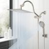 imageHibbent All Metal Shower Head 10 High Pressure Rainfall Shower HeadHandheld Showerhead Combo with 12 Adjustable Curved Shower Extension Arm 7Spray 71 Shower Hose Shower Head Holder ChromeBrushed Nickel