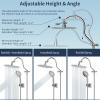 imageHibbent All Metal Shower Head 10 High Pressure Rainfall Shower HeadHandheld Showerhead Combo with 12 Adjustable Curved Shower Extension Arm 7Spray 71 Shower Hose Shower Head Holder ChromeChrome
