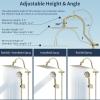 imageHibbent All Metal Shower Head 10 High Pressure Rainfall Shower HeadHandheld Showerhead Combo with 12 Adjustable Curved Shower Extension Arm 7Spray 71 Shower Hose Shower Head Holder ChromePolished Brass