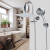 imageHibbent All Metal Shower Head 10 High Pressure Rainfall Shower HeadHandheld Showerhead Combo with 12 Adjustable Curved Shower Extension Arm 7Spray 71 Shower Hose Shower Head Holder ChromeChrome Finished