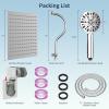 imageHibbent All Metal Shower Head 10 High Pressure Rainfall Shower HeadHandheld Showerhead Combo with 12 Adjustable Curved Shower Extension Arm 7Spray 71 Shower Hose Shower Head Holder ChromeChrome