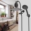 imageHibbent All Metal Shower Head 10 High Pressure Rainfall Shower HeadHandheld Showerhead Combo with 12 Adjustable Curved Shower Extension Arm 7Spray 71 Shower Hose Shower Head Holder ChromeMatte Black Finished