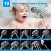 imageHibbent All Metal Shower Head 10 High Pressure Rainfall Shower HeadHandheld Showerhead Combo with 12 Adjustable Curved Shower Extension Arm 7Spray 71 Shower Hose Shower Head Holder ChromeChrome Finished