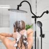 imageHibbent All Metal Shower Head 10 High Pressure Rainfall Shower HeadHandheld Showerhead Combo with 12 Adjustable Curved Shower Extension Arm 7Spray 71 Shower Hose Shower Head Holder ChromeMatte Black