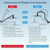 imageHibbent All Metal Shower Head 10 High Pressure Rainfall Shower HeadHandheld Showerhead Combo with 12 Adjustable Curved Shower Extension Arm 7Spray 71 Shower Hose Shower Head Holder ChromeMatte Black