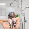imageHibbent All Metal Shower Head 10 High Pressure Rainfall Shower HeadHandheld Showerhead Combo with 12 Adjustable Curved Shower Extension Arm 7Spray 71 Shower Hose Shower Head Holder ChromeChrome