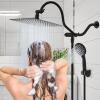 imageHibbent All Metal Shower Head 10 High Pressure Rainfall Shower HeadHandheld Showerhead Combo with 12 Adjustable Curved Shower Extension Arm 7Spray 71 Shower Hose Shower Head Holder ChromeMatte Black