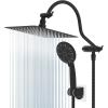 imageHibbent All Metal Shower Head 10 High Pressure Rainfall Shower HeadHandheld Showerhead Combo with 12 Adjustable Curved Shower Extension Arm 7Spray 71 Shower Hose Shower Head Holder ChromeOil Rubbed Bronze