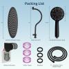 imageHibbent All Metal Shower Head 10 High Pressure Rainfall Shower HeadHandheld Showerhead Combo with 12 Adjustable Curved Shower Extension Arm 7Spray 71 Shower Hose Shower Head Holder ChromeMatte Black