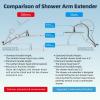 imageHibbent All Metal Shower Head 10 High Pressure Rainfall Shower HeadHandheld Showerhead Combo with 12 Adjustable Curved Shower Extension Arm 7Spray 71 Shower Hose Shower Head Holder ChromeChrome Finished