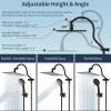 imageHibbent All Metal Shower Head 10 High Pressure Rainfall Shower HeadHandheld Showerhead Combo with 12 Adjustable Curved Shower Extension Arm 7Spray 71 Shower Hose Shower Head Holder ChromeMatte Black