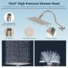 imageHibbent All Metal Shower Head 10 High Pressure Rainfall Shower HeadHandheld Showerhead Combo with 12 Adjustable Curved Shower Extension Arm 7Spray 71 Shower Hose Shower Head Holder ChromeBrushed Nickel