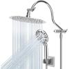 imageHibbent All Metal Shower Head 10 High Pressure Rainfall Shower HeadHandheld Showerhead Combo with 12 Adjustable Curved Shower Extension Arm 7Spray 71 Shower Hose Shower Head Holder ChromeChrome