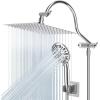 imageHibbent All Metal Shower Head 10 High Pressure Rainfall Shower HeadHandheld Showerhead Combo with 12 Adjustable Curved Shower Extension Arm 7Spray 71 Shower Hose Shower Head Holder ChromeChrome
