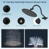 imageHibbent All Metal Shower Head 10 High Pressure Rainfall Shower HeadHandheld Showerhead Combo with 12 Adjustable Curved Shower Extension Arm 7Spray 71 Shower Hose Shower Head Holder ChromeMatte Black