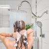imageHibbent All Metal Shower Head 10 High Pressure Rainfall Shower HeadHandheld Showerhead Combo with 12 Adjustable Curved Shower Extension Arm 7Spray 71 Shower Hose Shower Head Holder ChromeBrushed Nickel