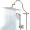 imageHibbent All Metal Shower Head 10 High Pressure Rainfall Shower HeadHandheld Showerhead Combo with 12 Adjustable Curved Shower Extension Arm 7Spray 71 Shower Hose Shower Head Holder ChromeBrushed Nickel