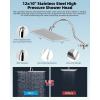 imageHibbent All Metal Shower Head 10 High Pressure Rainfall Shower HeadHandheld Showerhead Combo with 12 Adjustable Curved Shower Extension Arm 7Spray 71 Shower Hose Shower Head Holder ChromeChrome