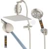 imageHibbent All Metal Shower Head 10 High Pressure Rainfall Shower HeadHandheld Showerhead Combo with 12 Adjustable Curved Shower Extension Arm 7Spray 71 Shower Hose Shower Head Holder ChromeBrushed Nickel