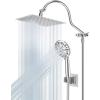 imageHibbent All Metal Shower Head 10 High Pressure Rainfall Shower HeadHandheld Showerhead Combo with 12 Adjustable Curved Shower Extension Arm 7Spray 71 Shower Hose Shower Head Holder ChromeChrome
