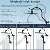 imageHibbent All Metal Shower Head 10 High Pressure Rainfall Shower HeadHandheld Showerhead Combo with 12 Adjustable Curved Shower Extension Arm 7Spray 71 Shower Hose Shower Head Holder ChromeMatte Black