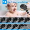 imageHibbent All Metal Shower Head 10 High Pressure Rainfall Shower HeadHandheld Showerhead Combo with 12 Adjustable Curved Shower Extension Arm 7Spray 71 Shower Hose Shower Head Holder ChromeMatte Black Finished
