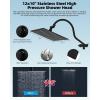 imageHibbent All Metal Shower Head 10 High Pressure Rainfall Shower HeadHandheld Showerhead Combo with 12 Adjustable Curved Shower Extension Arm 7Spray 71 Shower Hose Shower Head Holder ChromeMatte Black