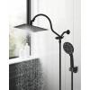 imageHibbent All Metal Shower Head 10 High Pressure Rainfall Shower HeadHandheld Showerhead Combo with 12 Adjustable Curved Shower Extension Arm 7Spray 71 Shower Hose Shower Head Holder ChromeMatte Black