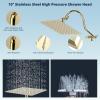 imageHibbent All Metal Shower Head 10 High Pressure Rainfall Shower HeadHandheld Showerhead Combo with 12 Adjustable Curved Shower Extension Arm 7Spray 71 Shower Hose Shower Head Holder ChromePolished Brass