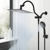 imageHibbent All Metal Shower Head 10 High Pressure Rainfall Shower HeadHandheld Showerhead Combo with 12 Adjustable Curved Shower Extension Arm 7Spray 71 Shower Hose Shower Head Holder ChromeMatte Black