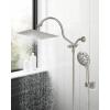 imageHibbent All Metal Shower Head 10 High Pressure Rainfall Shower HeadHandheld Showerhead Combo with 12 Adjustable Curved Shower Extension Arm 7Spray 71 Shower Hose Shower Head Holder ChromeBrushed Nickel