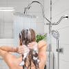imageHibbent All Metal Shower Head 10 High Pressure Rainfall Shower HeadHandheld Showerhead Combo with 12 Adjustable Curved Shower Extension Arm 7Spray 71 Shower Hose Shower Head Holder ChromeChrome