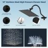 imageHibbent All Metal Shower Head 10 High Pressure Rainfall Shower HeadHandheld Showerhead Combo with 12 Adjustable Curved Shower Extension Arm 7Spray 71 Shower Hose Shower Head Holder ChromeMatte Black