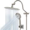 imageHibbent All Metal Shower Head 10 High Pressure Rainfall Shower HeadHandheld Showerhead Combo with 12 Adjustable Curved Shower Extension Arm 7Spray 71 Shower Hose Shower Head Holder ChromeBrushed Nickel