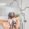 imageHibbent All Metal Shower Head 10 High Pressure Rainfall Shower HeadHandheld Showerhead Combo with 12 Adjustable Curved Shower Extension Arm 7Spray 71 Shower Hose Shower Head Holder ChromeChrome