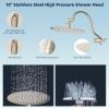 imageHibbent All Metal Shower Head 10 High Pressure Rainfall Shower HeadHandheld Showerhead Combo with 12 Adjustable Curved Shower Extension Arm 7Spray 71 Shower Hose Shower Head Holder ChromeBrushed Nickel