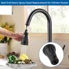 imageHibbent Kitchen Faucet Head Replacement with Pull Down Spray Head 3 Function Faucet Sprayer Nozzle  15 Adapters Compatible with Moen American Standard Delta Kohler  Brushed NickelMatte Black