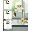imageHibbent Kitchen Faucet Head Replacement with Pull Down Spray Head 3 Function Faucet Sprayer Nozzle  15 Adapters Compatible with Moen American Standard Delta Kohler  Brushed NickelPolished Brass