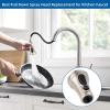imageHibbent Kitchen Faucet Head Replacement with Pull Down Spray Head 3 Function Faucet Sprayer Nozzle  15 Adapters Compatible with Moen American Standard Delta Kohler  Brushed NickelBrushed Nickel