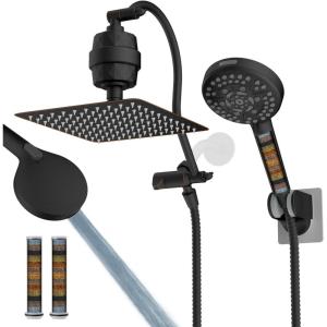 imageHibbent All Metal Shower Head 10 High Pressure Rainfall Shower HeadHandheld Showerhead Combo with 12 Adjustable Curved Shower Extension Arm 7Spray 71 Shower Hose Shower Head Holder ChromeOil Rubbed Bronze Finished