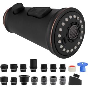 imageHibbent Kitchen Faucet Head Replacement with Pull Down Spray Head 3 Function Faucet Sprayer Nozzle  15 Adapters Compatible with Moen American Standard Delta Kohler  Brushed NickelOilRubbed Bronze Finished