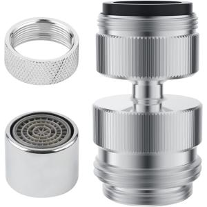 imageHibbent Sink Faucet to Garden Hose Adapter 360Degree Swivel 5564 Inch Female Thread Sink Hose Attachment for Faucet Adapter Connector ChromeChrome Finished