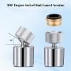 imageHibbent Dualfunction Solid Brass Faucet Aerator Big Angle Rotate Metal Kitchen Sink Aerator 360 Degree Swivel Sink Sprayer Attachment5564 Inch Female ThreadChromeMetal