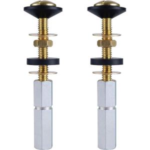 imageHibbent 2 Pack Toilet Tank to Bowl Bolt Kits Heavy Duty Bolts Toilet Bolts for Tank Solid Brass with Extra Long Nuts Easy to Install and Double Gaskets for Fastening