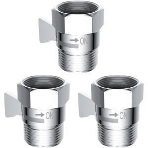imageHibbent All Metal 1 Pack Shower Head Flow Control Valve G12 Brass Shutoff Valve with Metal Handle Lever Shut OFF Water Flow Control Regulator for Handheld Shower or Bidet Sprayer ChromeSliver