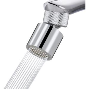 imageHibbent Dualfunction Solid Brass Faucet Aerator Big Angle Rotate Metal Kitchen Sink Aerator 360 Degree Swivel Sink Sprayer Attachment5564 Inch Female ThreadChromeMetal