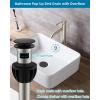imageHibbent 2 Pack Universal Bathroom Sink Drain Stopper Pop Up Drain Strainer with Overflow Push and Seal Sink Plug with Basket for Lavatory Vanity Vessel AntiClogging Strainer Matte BlackMatte Black Finish