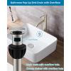 imageHibbent 2 Pack Universal Bathroom Sink Drain Stopper Pop Up Drain Strainer with Overflow Push and Seal Sink Plug with Basket for Lavatory Vanity Vessel AntiClogging Strainer Matte BlackChrome Finish